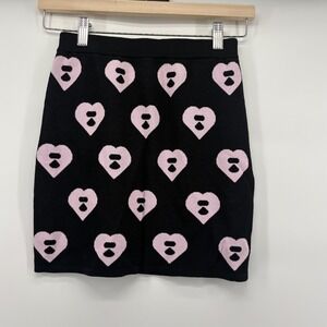 A Bathing Ape BAPE Pink Heart Knit Womens Mini Skirt XS Black